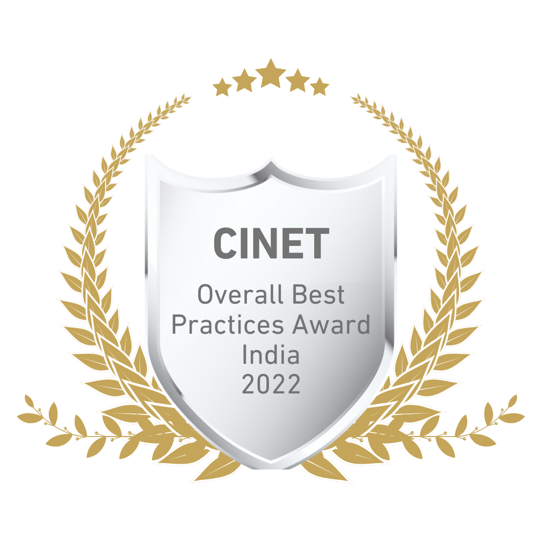 Award badge with "CINET Overall Best Practices Award India 2022"