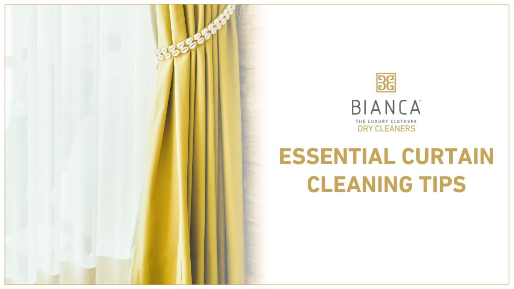 Bright yellow curtain beside sheer drapes – expert curtain care tips for homes in Mumbai.